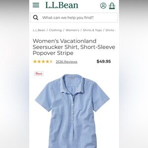 L.L. Bean Blue and White Striped Casual Button-Down Shirt